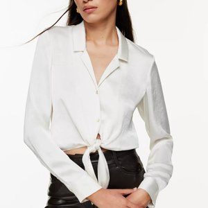 Aritzia Wilfred Tie-Front Blouse Cream - XS